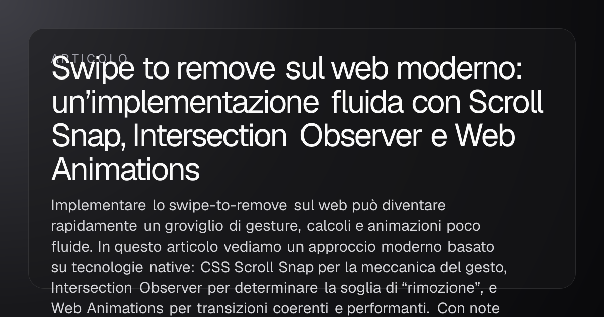 Swipe to remove sul web moderno: un’implementazione fluida con Scroll ...