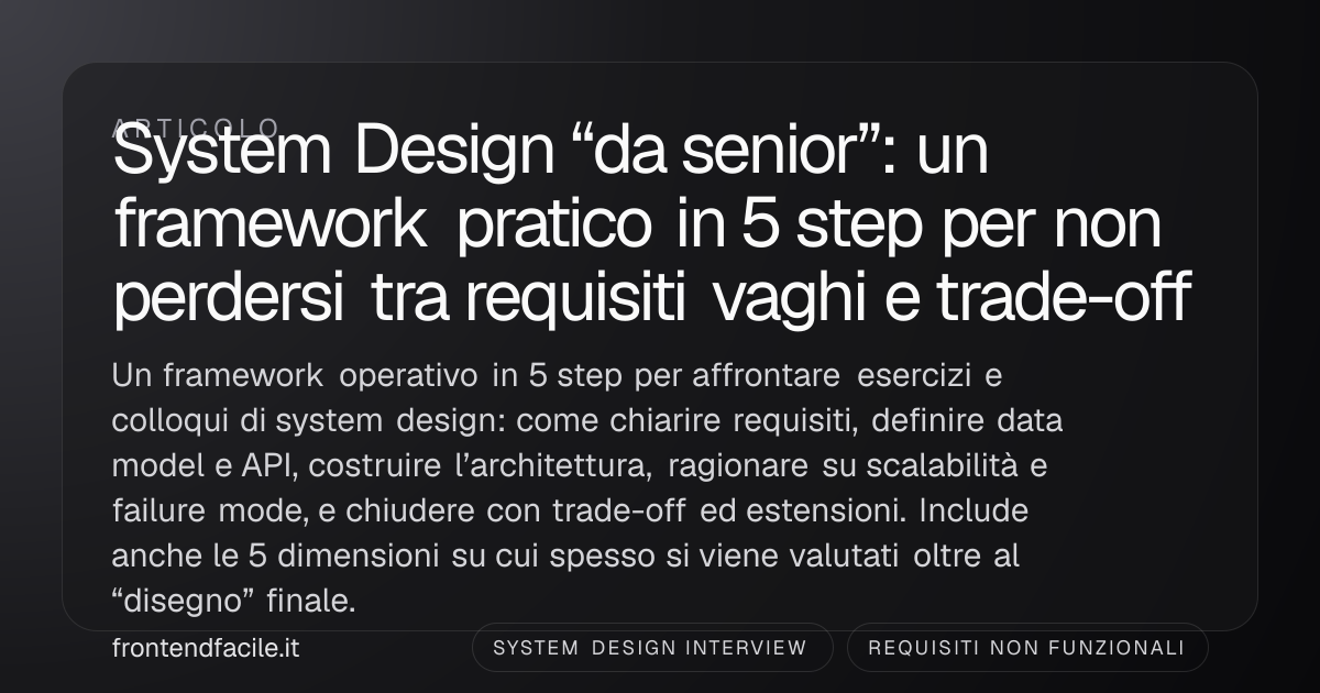 System Design “da senior”: un framework pratico in 5 step per non ...